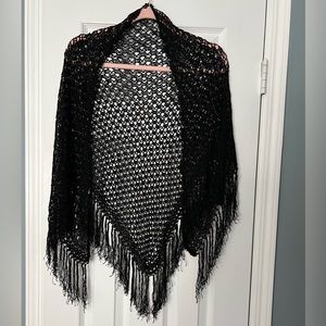 Dolce & Gabbana Vintage Black Rayon Woven Stole